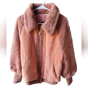 Ugg Augusta Faux Fur & Faux Shearling Baseball Jacket;  Size Large